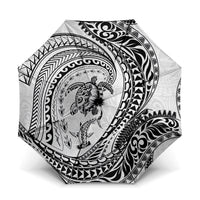 Hawaiian Turtle and Shark Umbrella Kakau Tribal with Polynesian Pattern White Color