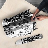 Hawaiian Turtle and Shark Umbrella Kakau Tribal with Polynesian Pattern White Color