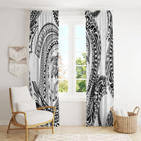 Hawaiian Turtle and Shark Window Curtain Kakau Tribal with Polynesian Pattern White Color