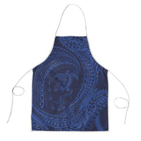 Hawaiian Turtle and Shark Apron Kakau Tribal with Polynesian Pattern Blue Color