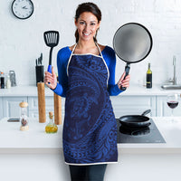 Hawaiian Turtle and Shark Apron Kakau Tribal with Polynesian Pattern Blue Color