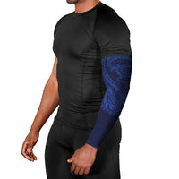 Hawaiian Turtle and Shark Arm Sleeves Kakau Tribal with Polynesian Pattern Blue Color