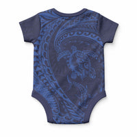 Hawaiian Turtle and Shark Baby Onesie Kakau Tribal with Polynesian Pattern Blue Color LT03 - Polynesian Pride