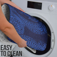 Hawaiian Turtle and Shark Bathroom Set Kakau Tribal with Polynesian Pattern Blue Color