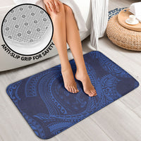 Hawaiian Turtle and Shark Bathroom Set Kakau Tribal with Polynesian Pattern Blue Color