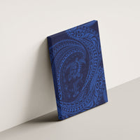 Hawaiian Turtle and Shark Canvas Wall Art Kakau Tribal with Polynesian Pattern Blue Color