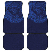 Hawaiian Turtle and Shark Car Mats Kakau Tribal with Polynesian Pattern Blue Color