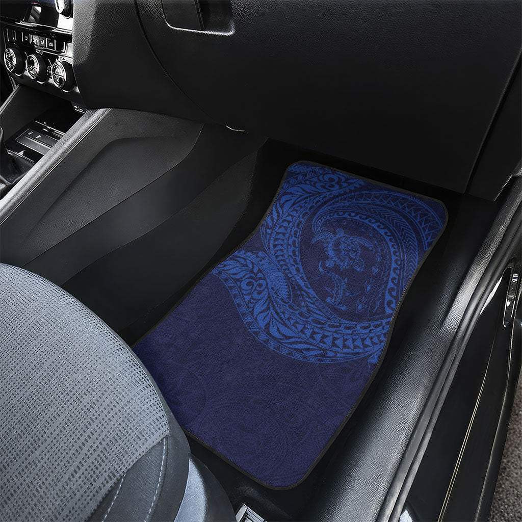 Hawaiian Turtle and Shark Car Mats Kakau Tribal with Polynesian Pattern Blue Color