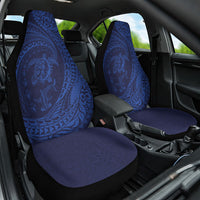 Hawaiian Turtle and Shark Car Seat Cover Kakau Tribal with Polynesian Pattern Blue Color