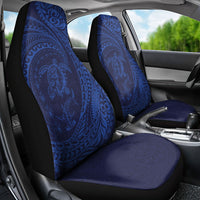Hawaiian Turtle and Shark Car Seat Cover Kakau Tribal with Polynesian Pattern Blue Color