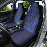 Hawaiian Turtle and Shark Car Seat Cover Kakau Tribal with Polynesian Pattern Blue Color