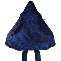 Hawaiian Turtle and Shark Cloak Kakau Tribal with Polynesian Pattern Blue Color