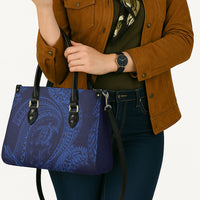 Hawaiian Turtle and Shark Leather Bag Kakau Tribal with Polynesian Pattern Blue Color