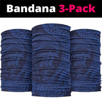 Hawaiian Turtle and Shark Neck Gaiter Kakau Tribal with Polynesian Pattern Blue Color