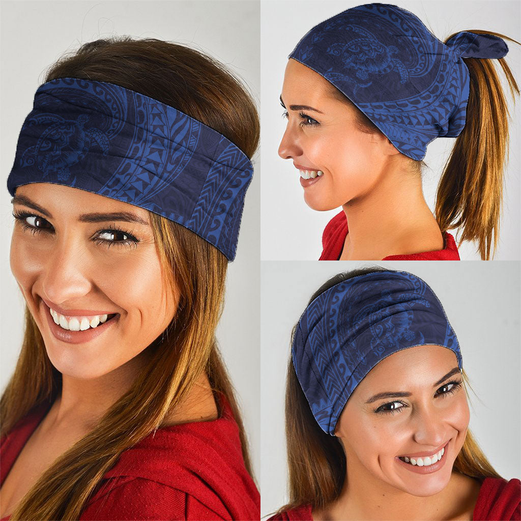 Hawaiian Turtle and Shark Neck Gaiter Kakau Tribal with Polynesian Pattern Blue Color