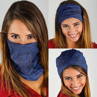 Hawaiian Turtle and Shark Neck Gaiter Kakau Tribal with Polynesian Pattern Blue Color