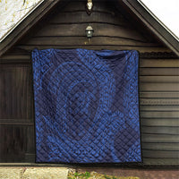 Hawaiian Turtle and Shark Quilt Kakau Tribal with Polynesian Pattern Blue Color