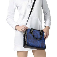 Hawaiian Turtle and Shark Shoulder Handbag Kakau Tribal with Polynesian Pattern Blue Color
