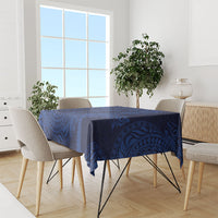 Hawaiian Turtle and Shark Tablecloth Kakau Tribal with Polynesian Pattern Blue Color