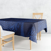 Hawaiian Turtle and Shark Tablecloth Kakau Tribal with Polynesian Pattern Blue Color