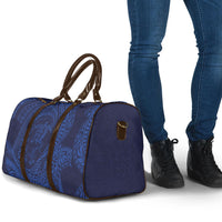 Hawaiian Turtle and Shark Travel Bag Kakau Tribal with Polynesian Pattern Blue Color