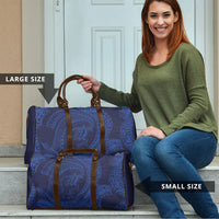 Hawaiian Turtle and Shark Travel Bag Kakau Tribal with Polynesian Pattern Blue Color