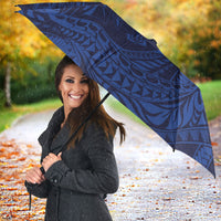 Hawaiian Turtle and Shark Umbrella Kakau Tribal with Polynesian Pattern Blue Color