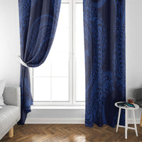Hawaiian Turtle and Shark Window Curtain Kakau Tribal with Polynesian Pattern Blue Color