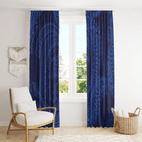 Hawaiian Turtle and Shark Window Curtain Kakau Tribal with Polynesian Pattern Blue Color