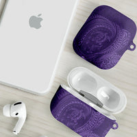 Hawaiian Turtle and Shark AirPods Case Kakau Tribal with Polynesian Pattern Purple Color