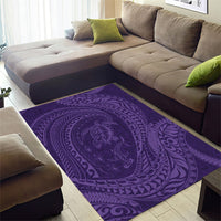 Hawaiian Turtle and Shark Area Rug Kakau Tribal with Polynesian Pattern Purple Color