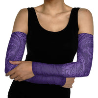 Hawaiian Turtle and Shark Arm Sleeves Kakau Tribal with Polynesian Pattern Purple Color