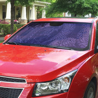 Hawaiian Turtle and Shark Auto Sun Shade Kakau Tribal with Polynesian Pattern Purple Color