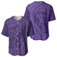 Hawaiian Turtle and Shark Baseball Jersey Kakau Tribal with Polynesian Pattern Purple Color