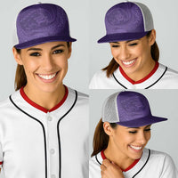 Hawaiian Turtle and Shark Baseball Net Cap Kakau Tribal with Polynesian Pattern Purple Color