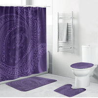 Hawaiian Turtle and Shark Bathroom Set Kakau Tribal with Polynesian Pattern Purple Color