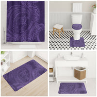 Hawaiian Turtle and Shark Bathroom Set Kakau Tribal with Polynesian Pattern Purple Color