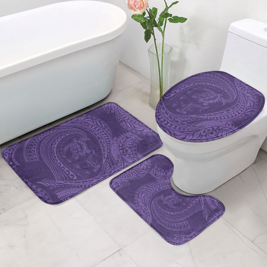 Hawaiian Turtle and Shark Bathroom Set Kakau Tribal with Polynesian Pattern Purple Color