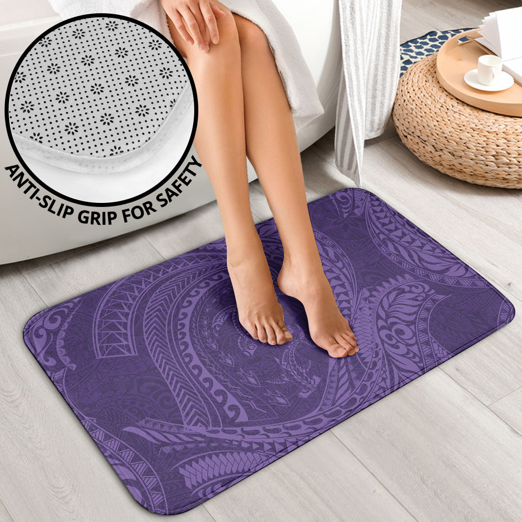 Hawaiian Turtle and Shark Bathroom Set Kakau Tribal with Polynesian Pattern Purple Color