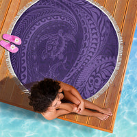 Hawaiian Turtle and Shark Beach Blanket Kakau Tribal with Polynesian Pattern Purple Color
