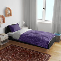 Hawaiian Turtle and Shark Bedding Set Kakau Tribal with Polynesian Pattern Purple Color
