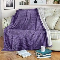 Hawaiian Turtle and Shark Blanket Kakau Tribal with Polynesian Pattern Purple Color
