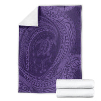 Hawaiian Turtle and Shark Blanket Kakau Tribal with Polynesian Pattern Purple Color
