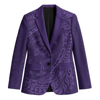 Hawaiian Turtle and Shark Blazer Kakau Tribal with Polynesian Pattern Purple Color