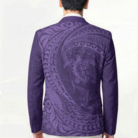 Hawaiian Turtle and Shark Blazer Kakau Tribal with Polynesian Pattern Purple Color