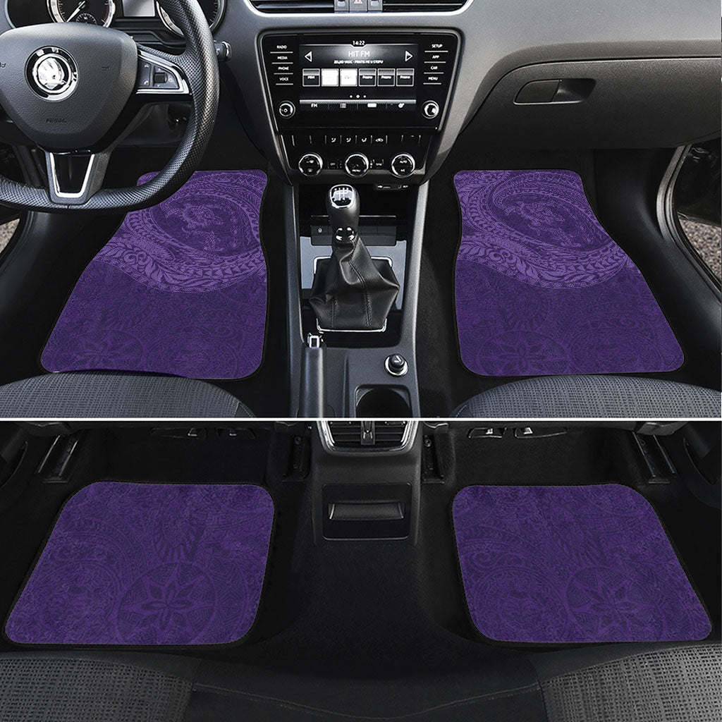 Hawaiian Turtle and Shark Car Mats Kakau Tribal with Polynesian Pattern Purple Color