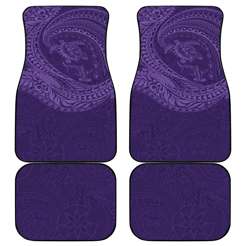 Hawaiian Turtle and Shark Car Mats Kakau Tribal with Polynesian Pattern Purple Color