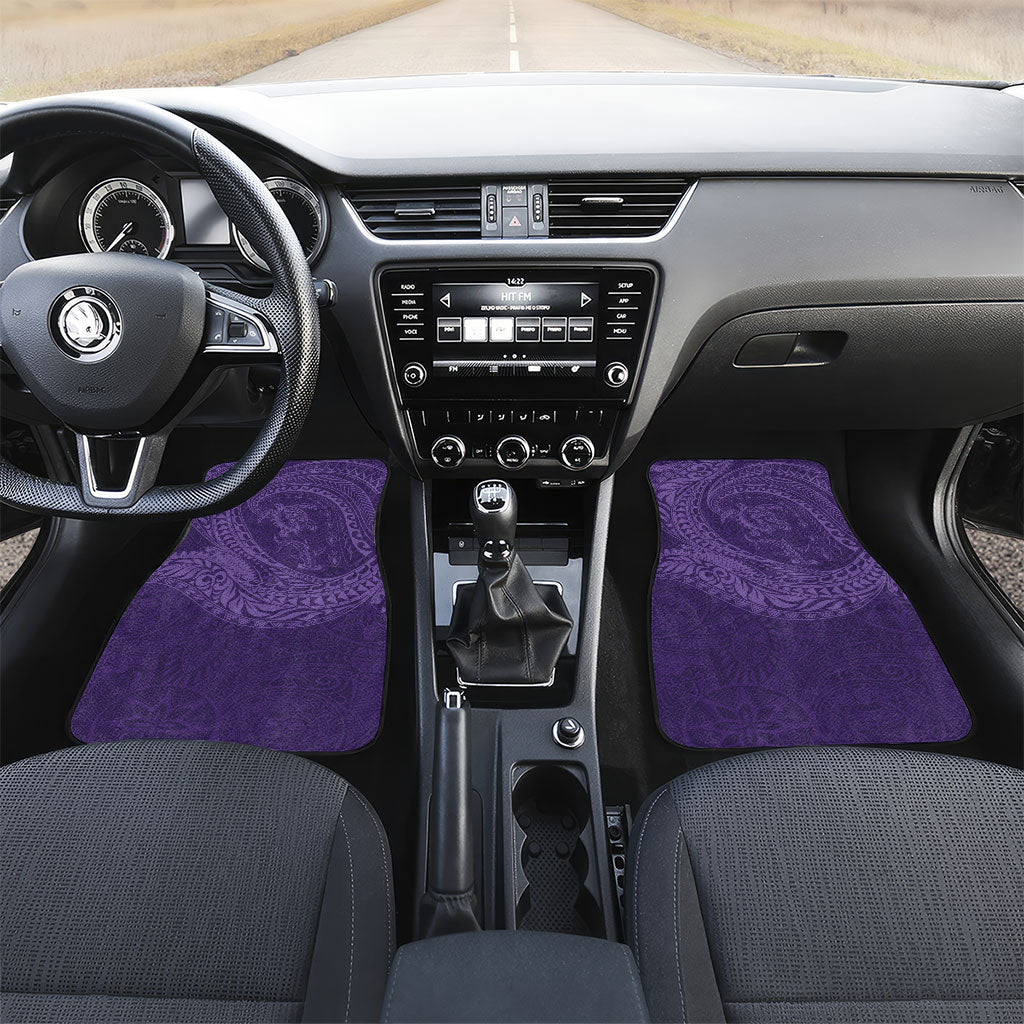 Hawaiian Turtle and Shark Car Mats Kakau Tribal with Polynesian Pattern Purple Color