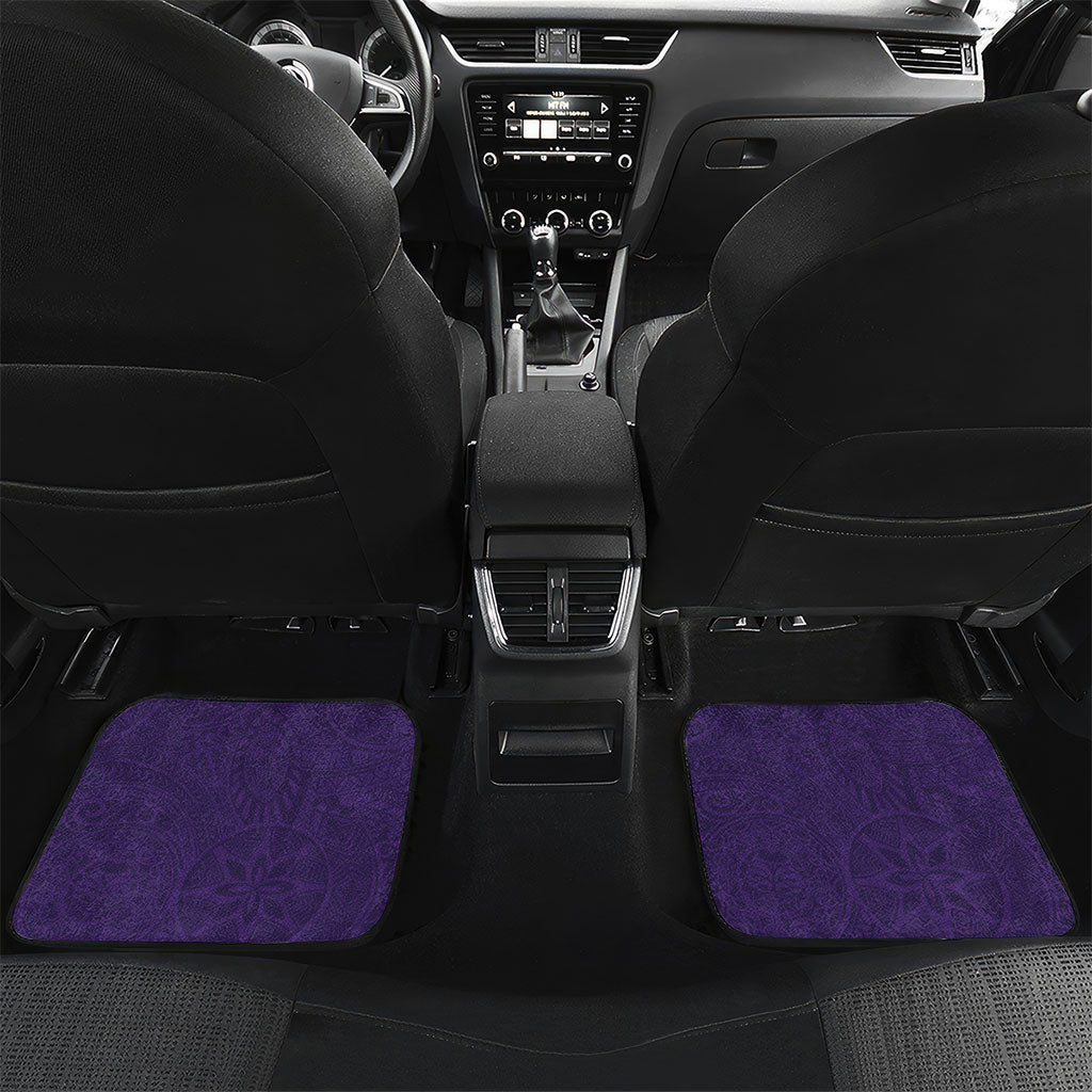 Hawaiian Turtle and Shark Car Mats Kakau Tribal with Polynesian Pattern Purple Color