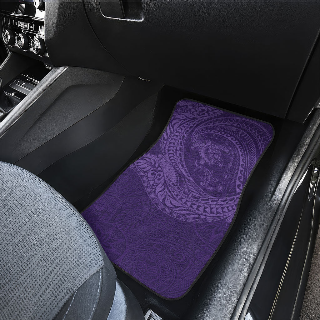 Hawaiian Turtle and Shark Car Mats Kakau Tribal with Polynesian Pattern Purple Color